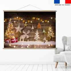Panneau imprimé renne et sapin de noël