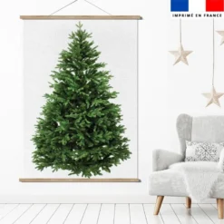 Panneau imprimé sapin de noel naturel