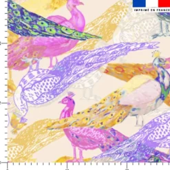 Paon coloré - Fond beige - Création Lili Bambou Design
