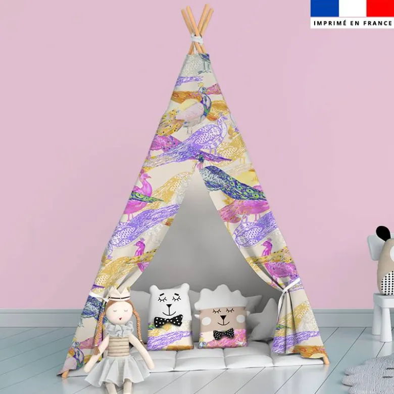 Paon coloré - Fond beige - Création Lili Bambou Design
