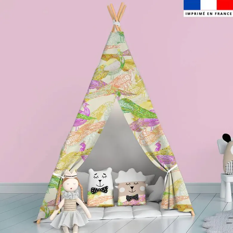 Paon coloré - Fond crème - Création Lili Bambou Design