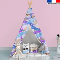 Paon coloré - Fond parme - Création Lili Bambou Design