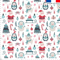 Papa noel et animaux festifs- Fond blanc