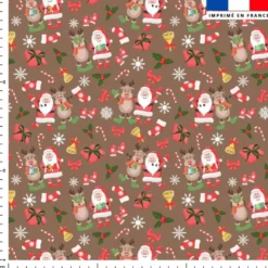 Papa noel et renne joyeux - Fond marron
