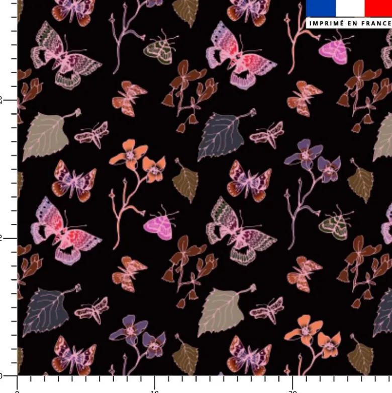 Papillons roses - Fond noir - Création Lili Bambou Design