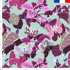 Papillons roses - Fond vert - Création Lili Bambou Design
