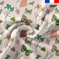 Papillons verts - Fond rosé - Création Lili Bambou Design