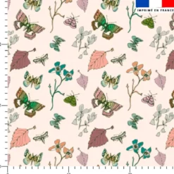Papillons verts - Fond rosé - Création Lili Bambou Design
