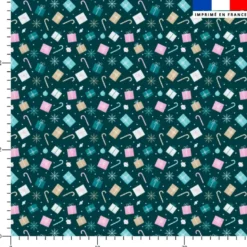 Paquet cadeau et sucre d'orge - Fond bleu canard