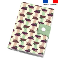 Parapluie escargot vert et rose - Fond rayé - Création Lili Bambou Design