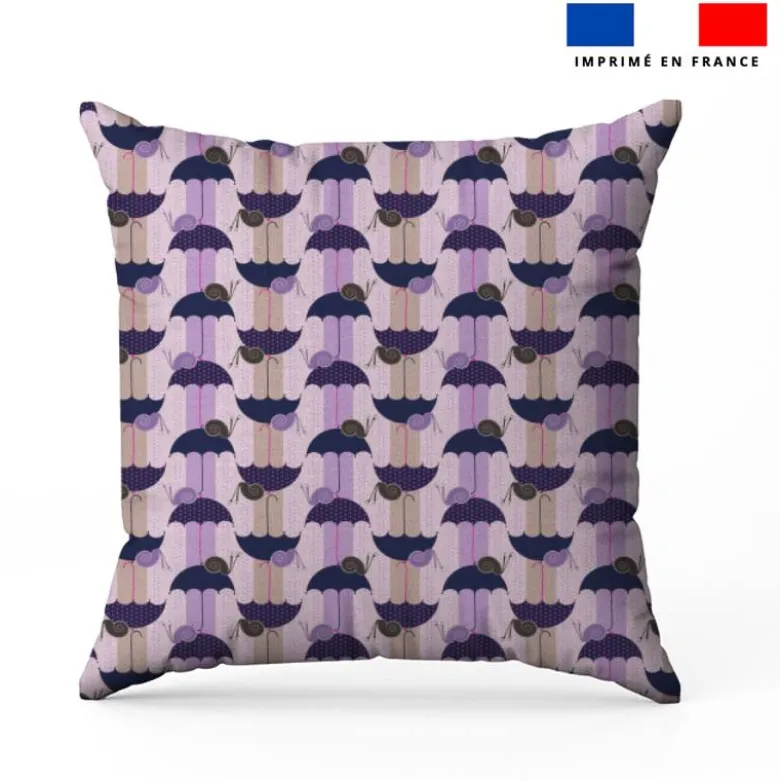 Parapluie escargot violet - Fond rayé - Création Lili Bambou Design