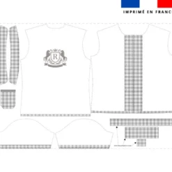 Patron chemise enfant blanche imprimé tartan gris