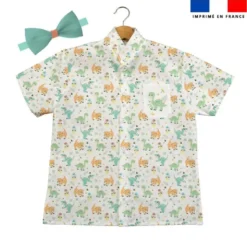 Patron chemise enfant blanche imprimé bébé dino