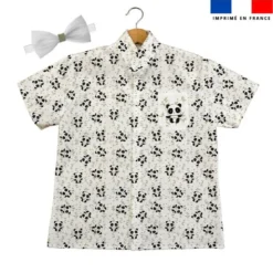 Patron chemise enfant blanche imprimé panda et bambou