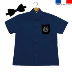 Patron chemise enfant bleu foncé imprimé tigre