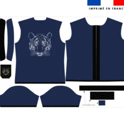 Patron chemise enfant bleu foncé imprimé tigre