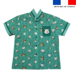 Patron chemise enfant bleu imprimé animaux du froid ours - Création Stillistic