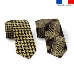 Patron cravate réversible motif pied de poule or et noir