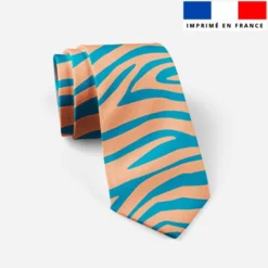 Patron cravate réversible motif zébrure bleu canard