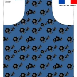 Patron imprimé bleu pour tablier jonquilles - Création Cat&Colours