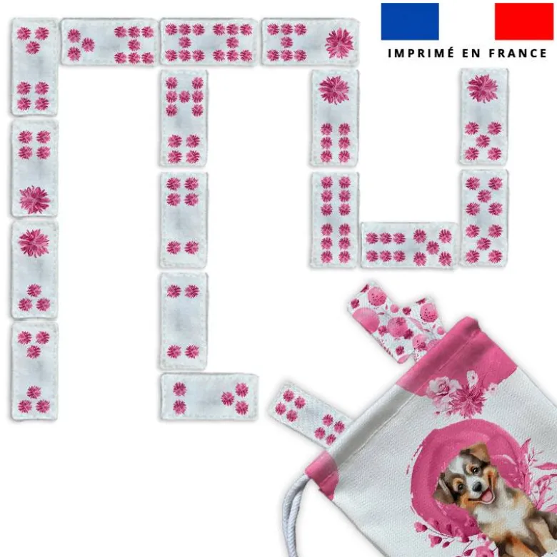 Patron imprimé pour jeu de dominos motif chien aquarelle