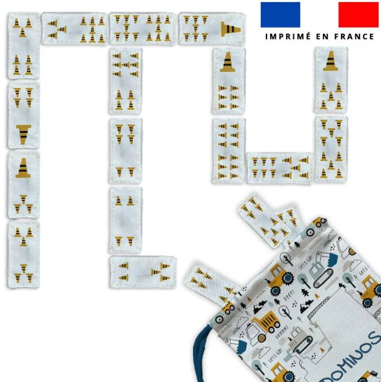 Patron imprimé pour jeu de dominos motif tracteur