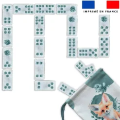 Patron imprimé pour jeu de dominos motif renard aquarelle