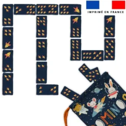 Patron imprimé pour jeu de dominos motif animaux dans l'espace