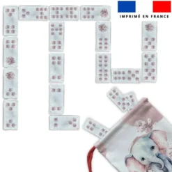 Patron imprimé pour jeu de dominos motif éléphant aquarelle