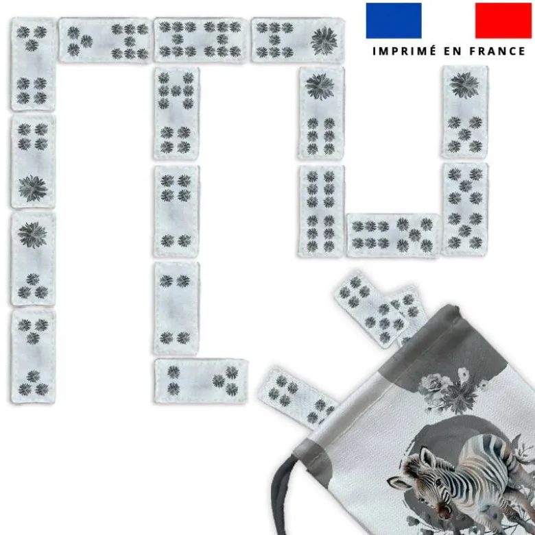 Patron imprimé pour jeu de dominos motif zèbre aquarelle