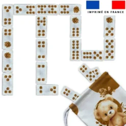 Patron imprimé pour jeu de dominos motif ourson aquarelle