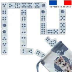 Patron imprimé pour jeu de dominos motif husky aquarelle