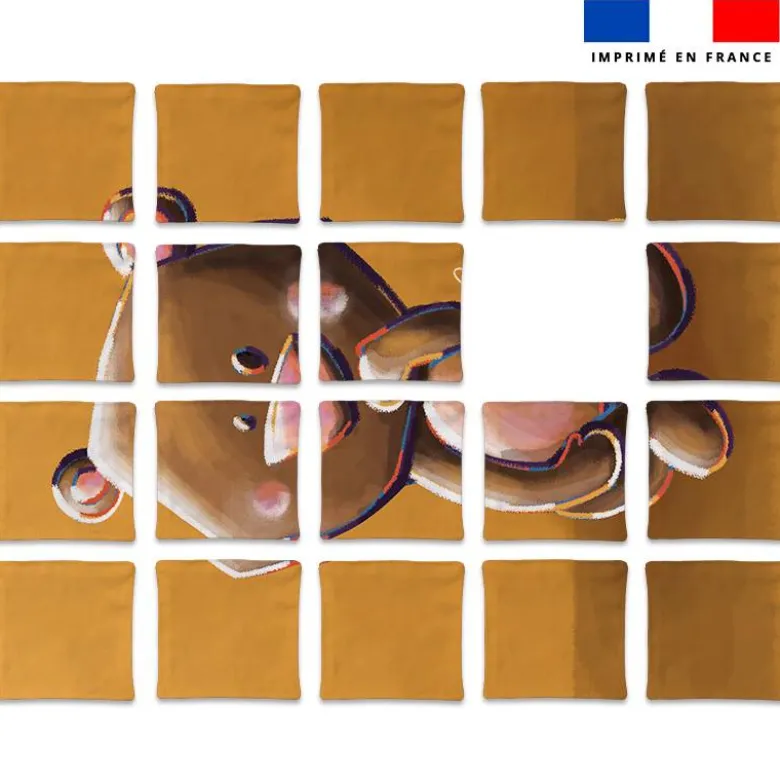 Patron imprimé pour jeu de puzzle 2 en 1 motif chat et ours - Création Stillistic