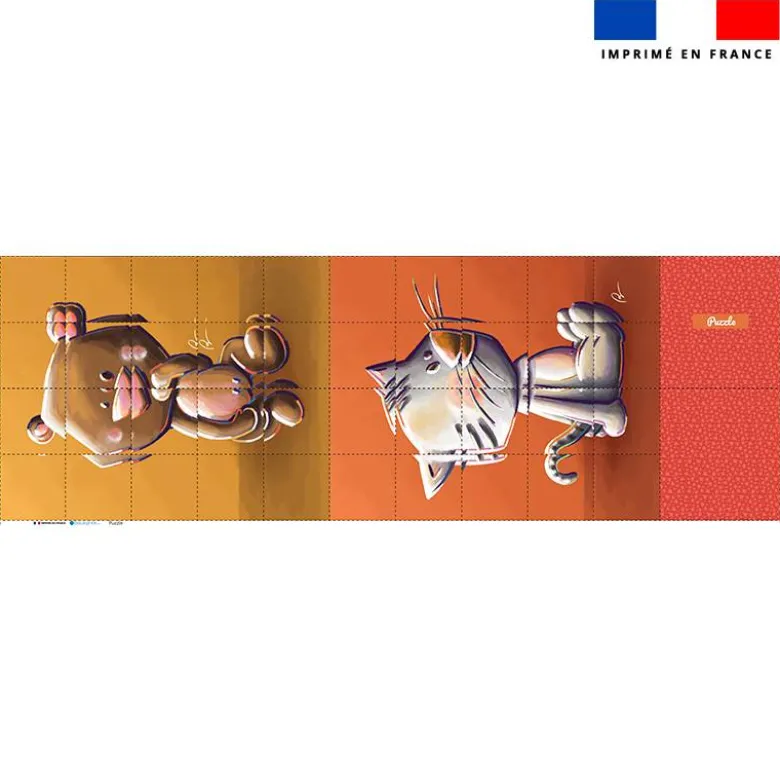Patron imprimé pour jeu de puzzle 2 en 1 motif chat et ours - Création Stillistic