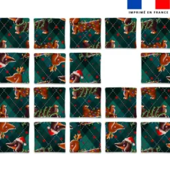 Patron imprimé pour jeu de puzzle 2 en 1 motif Teckels de Noël - Création Stillistic
