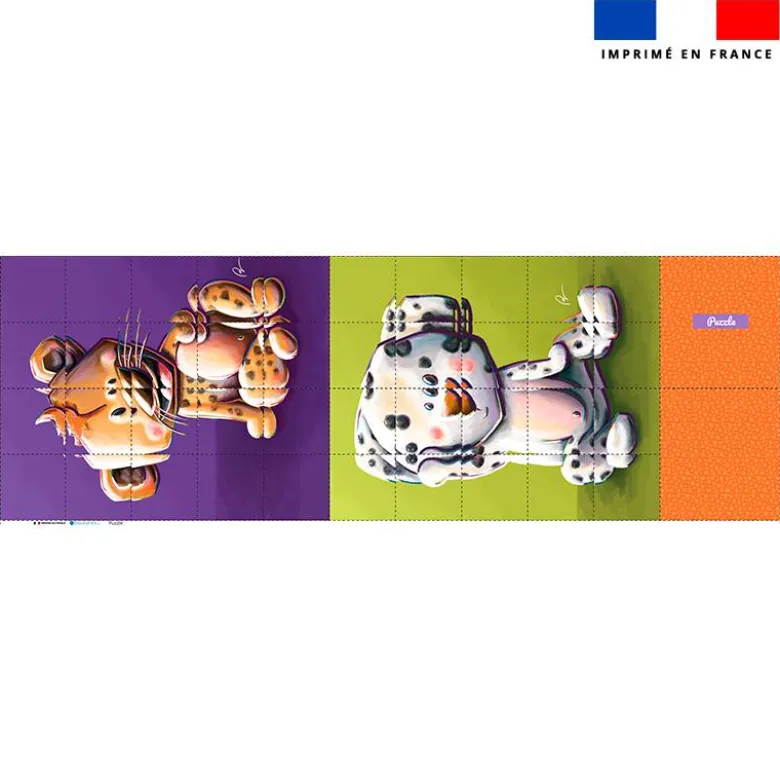 Patron imprimé pour jeu de puzzle 2 en 1 motif dalmatien et hyène - Création Stillistic