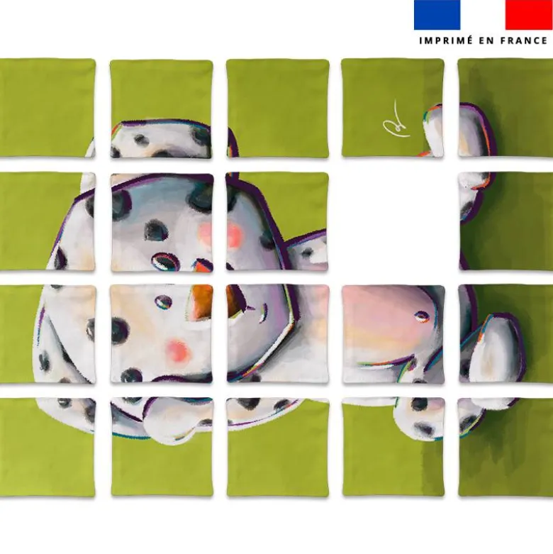 Patron imprimé pour jeu de puzzle 2 en 1 motif dalmatien et hyène - Création Stillistic
