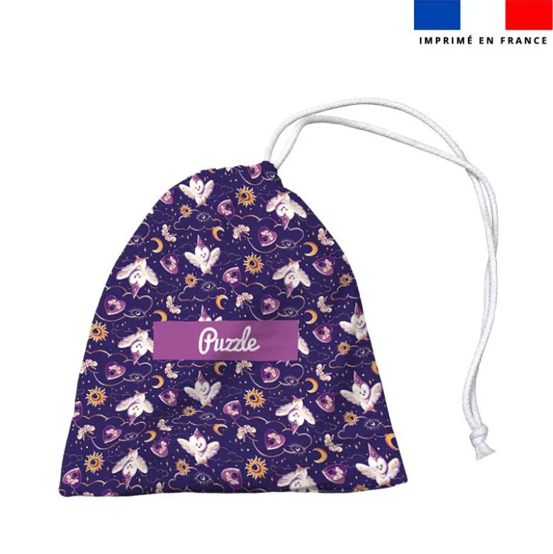 Patron imprimé pour jeu de puzzle 2 en 1 motif chouette magicienne - Création Stillistic