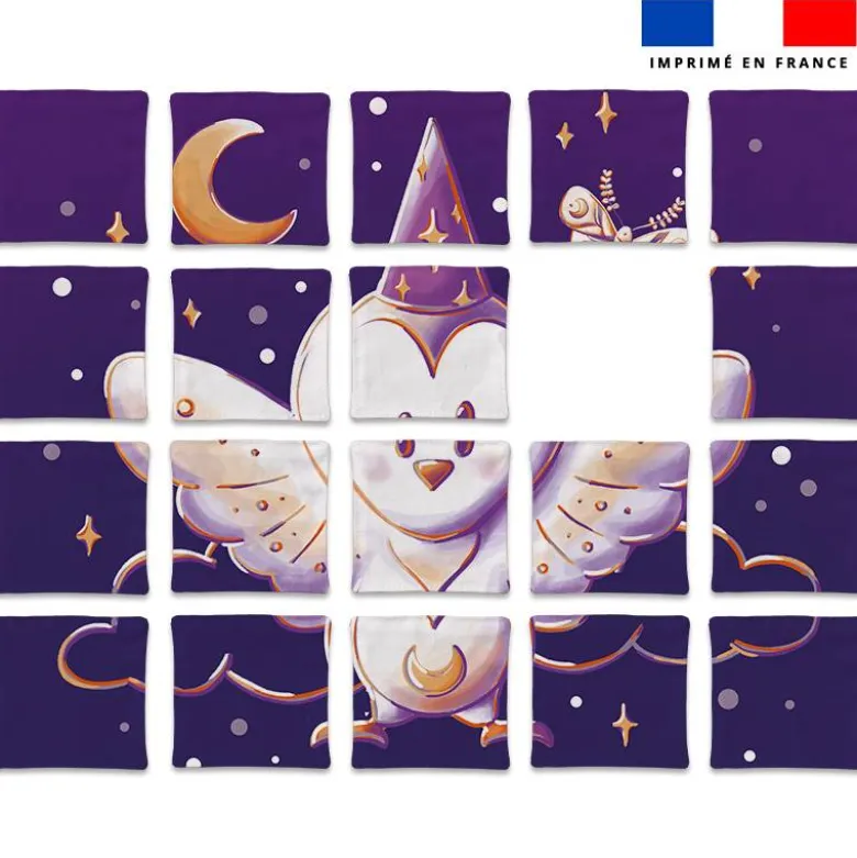 Patron imprimé pour jeu de puzzle 2 en 1 motif chouette magicienne - Création Stillistic