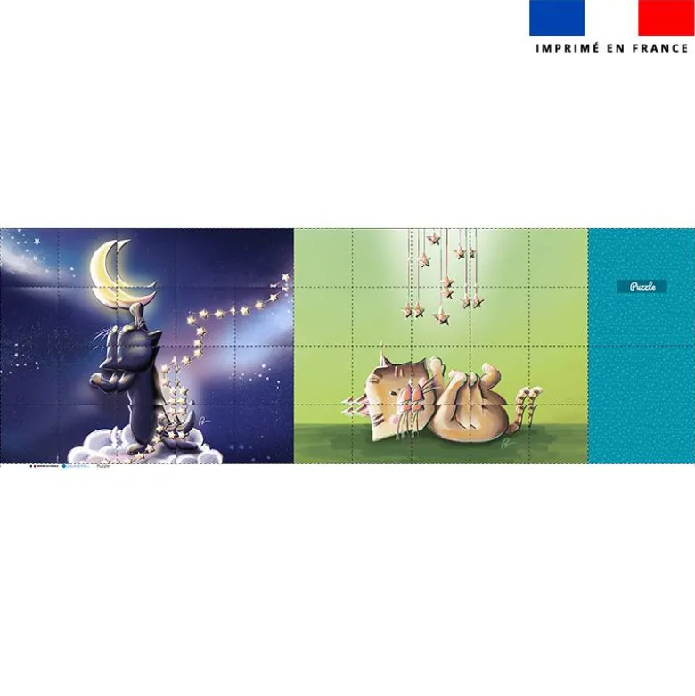 Patron imprimé pour jeu de puzzle 2 en 1 motif chat sirius et chaton - Création Stillistic