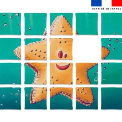 Patron imprimé pour jeu de puzzle 2 en 1 motif poisson acidulé et étoile - Création Stillistic