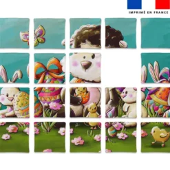 Patron imprimé pour jeu de puzzle 2 en 1 motif mouton et poule de Pâques - Création Stillistic