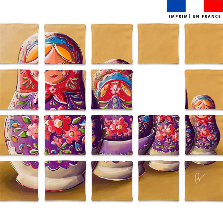 Patron imprimé pour jeu de puzzle 2 en 1 motif poupées russes et poussin - Création Stillistic