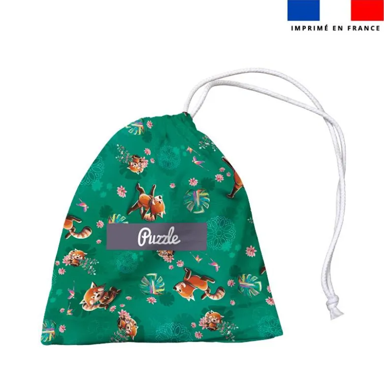 Patron imprimé pour jeu de puzzle 2 en 1 motif singe émotions et panda roux yoga - Création Stillistic