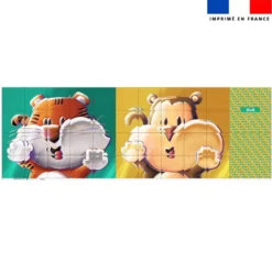 Patron imprimé pour jeu de puzzle 2 en 1 motif Singe et Tigre Lou-Sticks - Création Stillistic