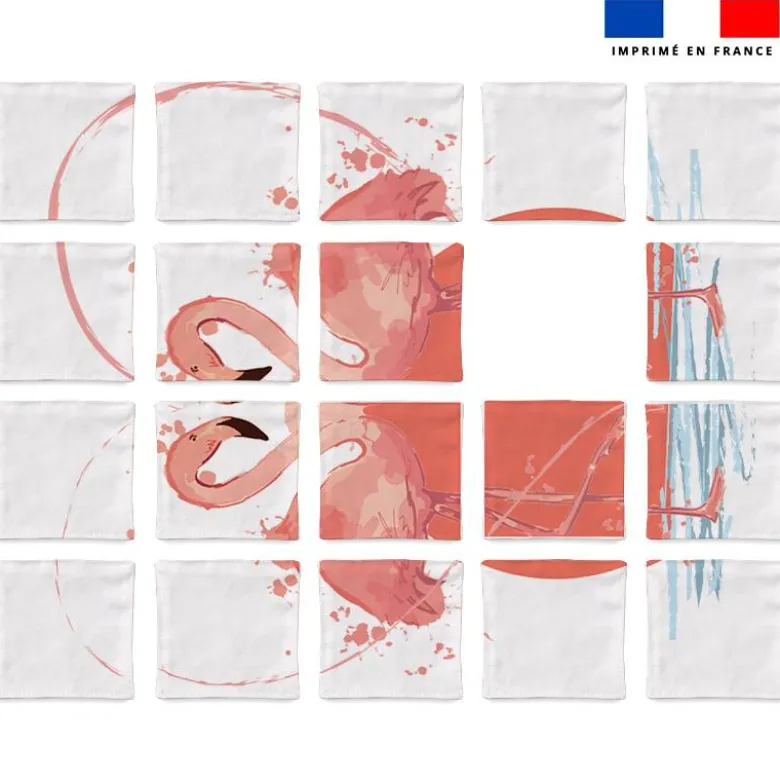 Patron imprimé pour jeu de puzzle 2 en 1 motif flamant rose