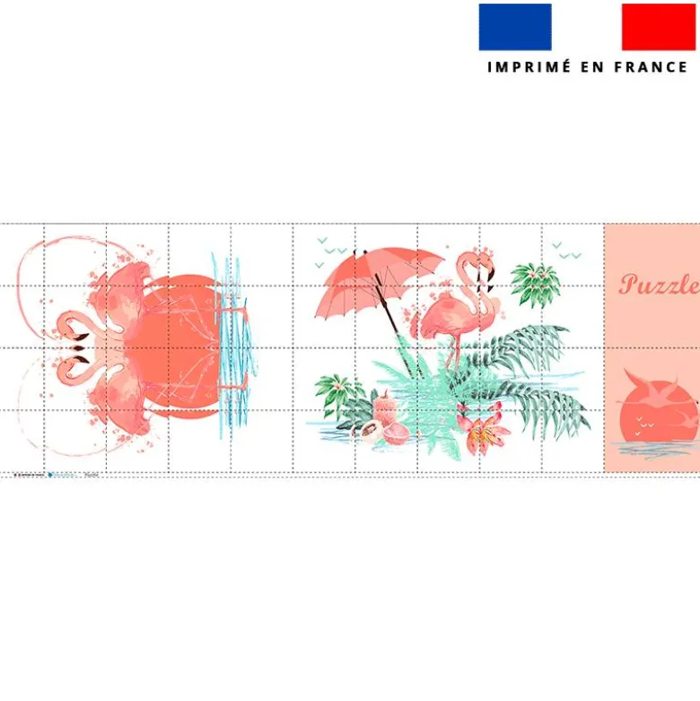 Patron imprimé pour jeu de puzzle 2 en 1 motif flamant rose