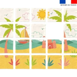 Patron imprimé pour jeu de puzzle 2 en 1 motif animaux en vacances
