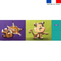 Patron imprimé pour jeu de puzzle 2 en 1 motif singe et lynx - Création Stillistic