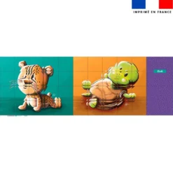 Patron imprimé pour jeu de puzzle 2 en 1 motif bébé guépard et tortue - Création Stillistic